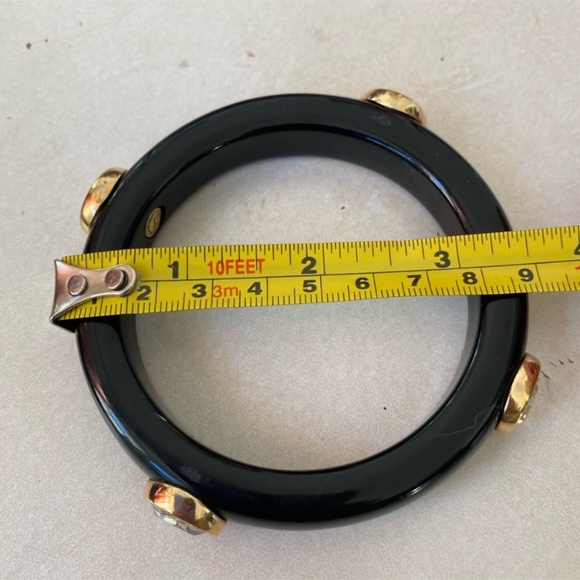 Pair of Vintage Swarovski Crystal Black Resin Bold Bangle Bracelets - Picture 4 of 4